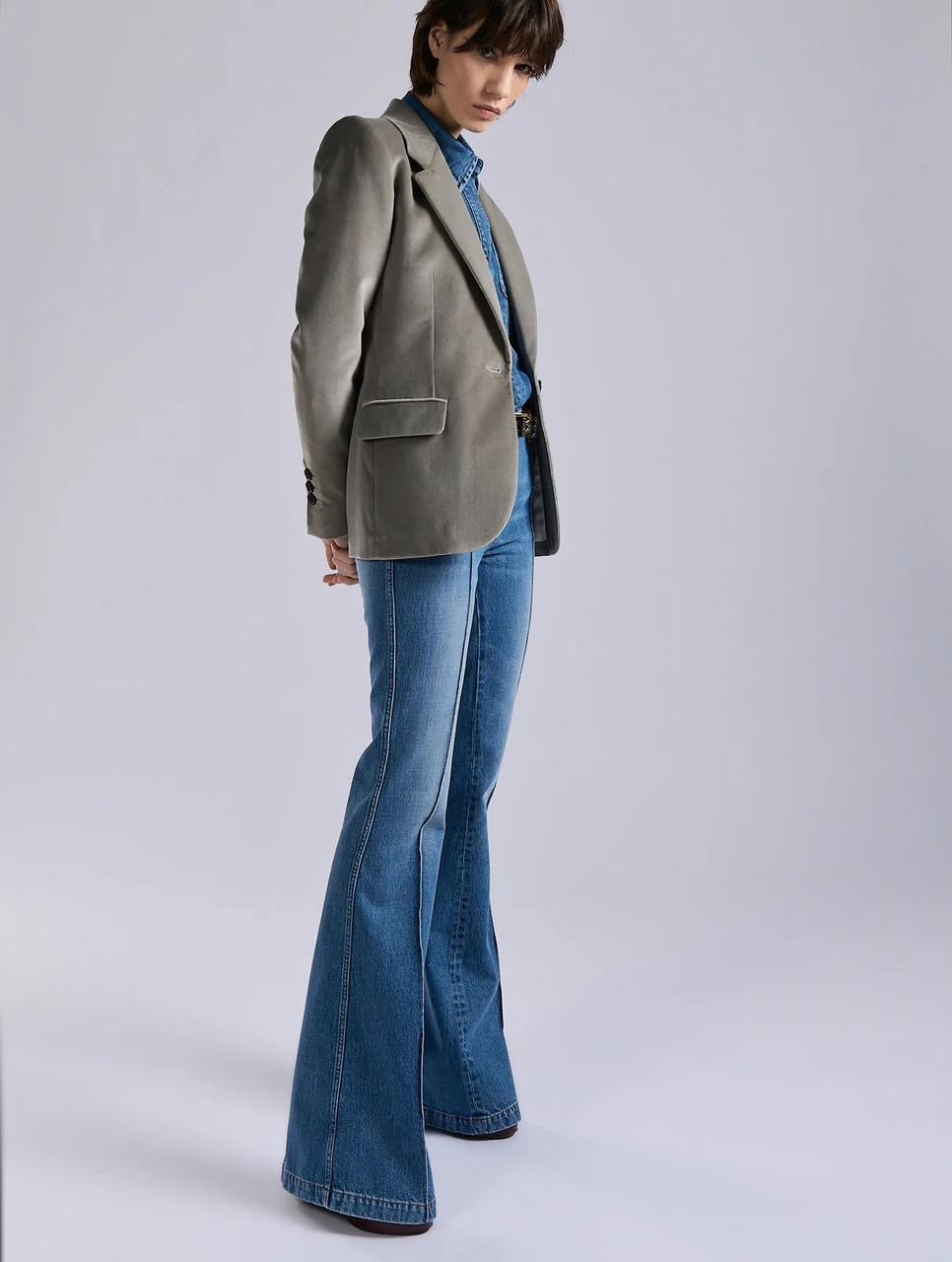 Jeans coupe flaire en denim bleu