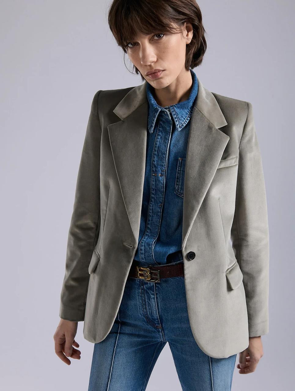 Veste en velours gris