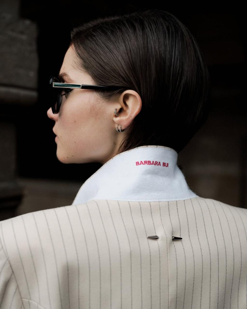 Veste a’ rayures tennis crème et cuivre