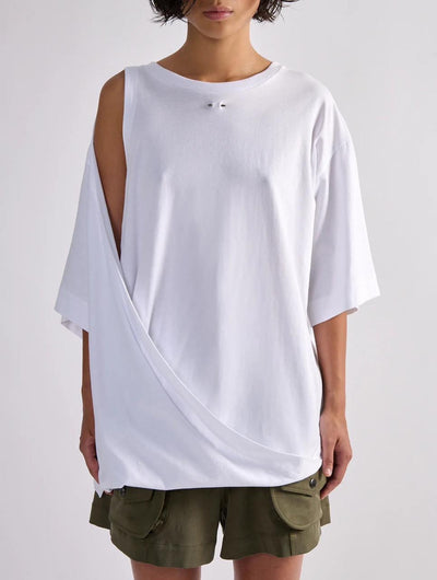 T-shirt drapé oversize en jersey de cotton blanc