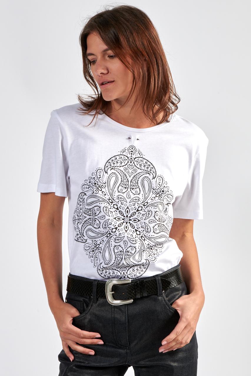 T-shirt en cotton noir à sérigraphie bandana