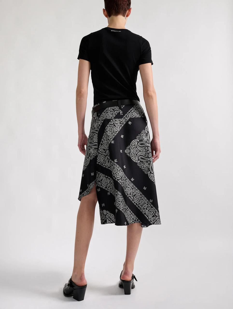 Jupe foulard en twill de soie imprimé bandana