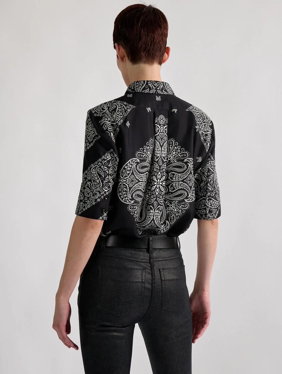 Chemise en twill de soie imprimée bandana