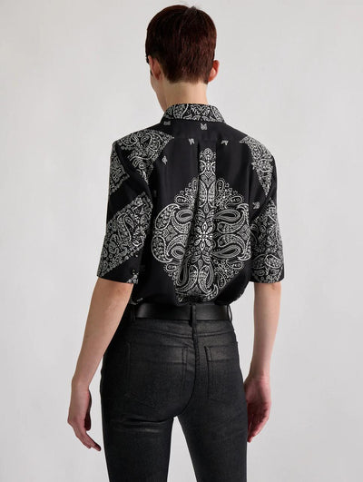 Chemise en twill de soie imprimée bandana
