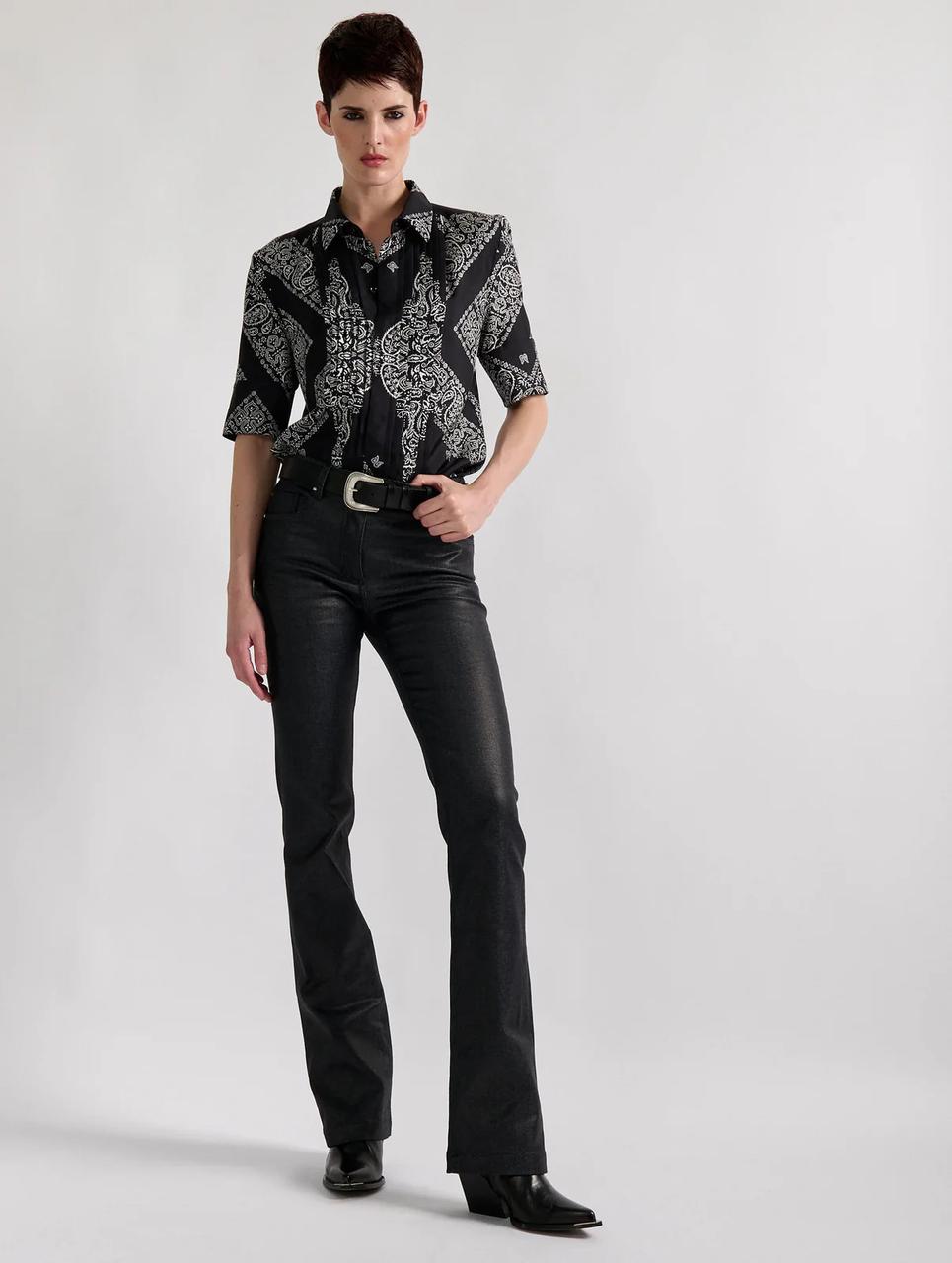 Chemise en twill de soie imprimée bandana