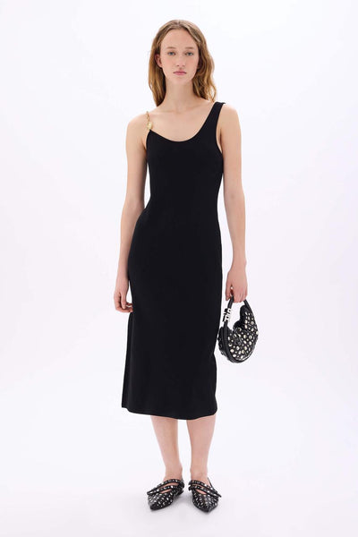 Midi strap dress with chain details