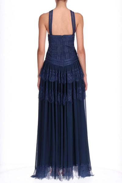 Long navy blue evening dress