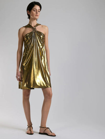Robe asymétrique en jersey gold