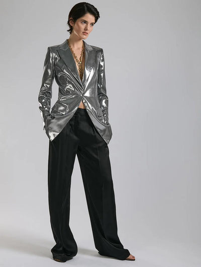 Veste en en lamé liquide argent