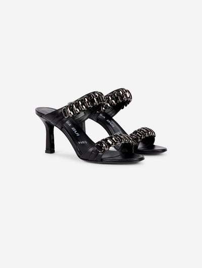 Mule en cuir noir
