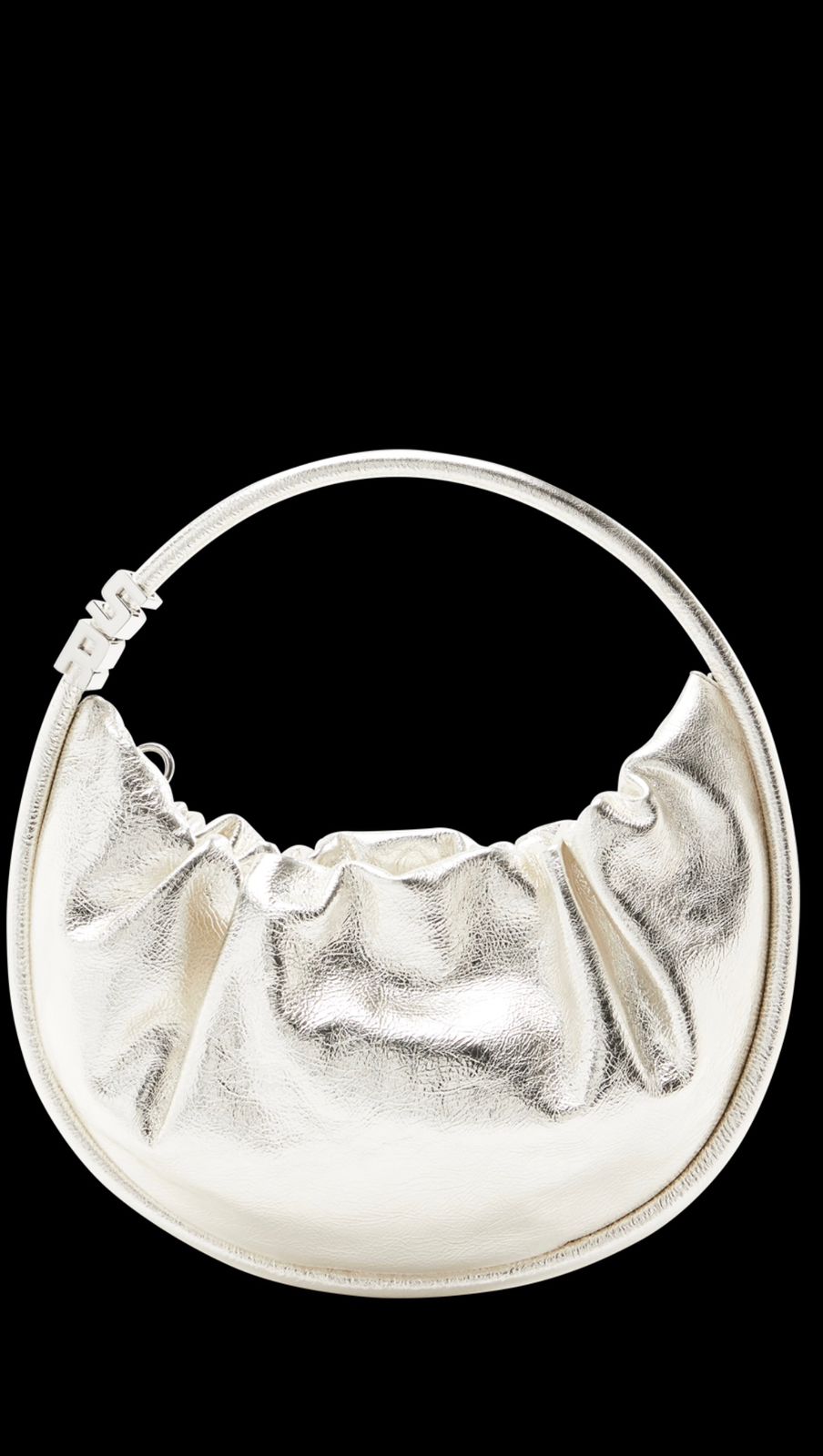 Sac grand format en cuir métallisé argent
