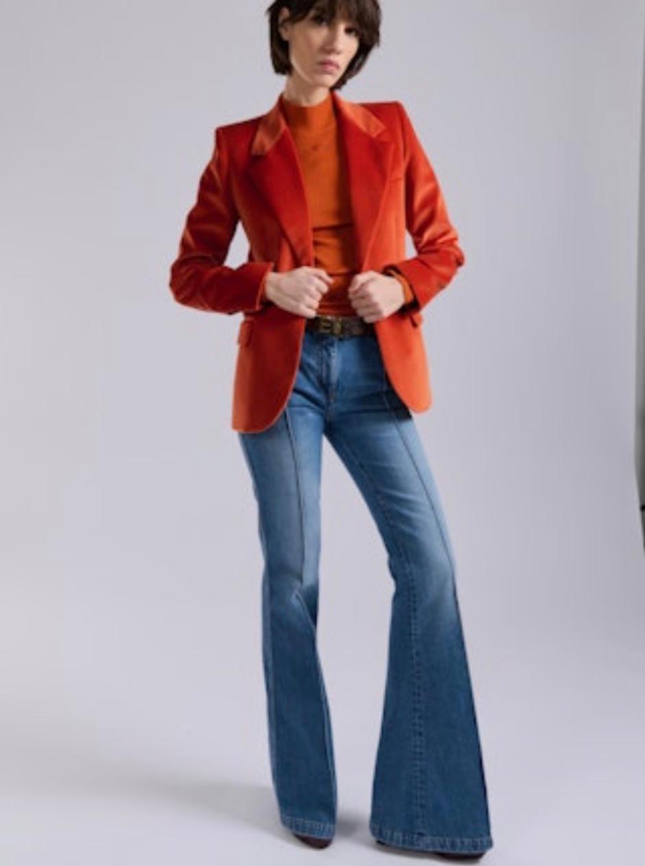 Veste cintrée en velours orange