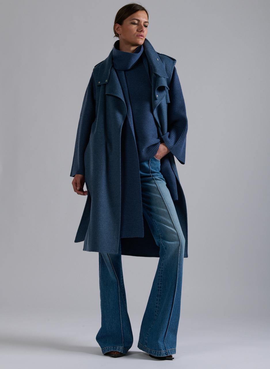 Trench sams manches en double face bleue